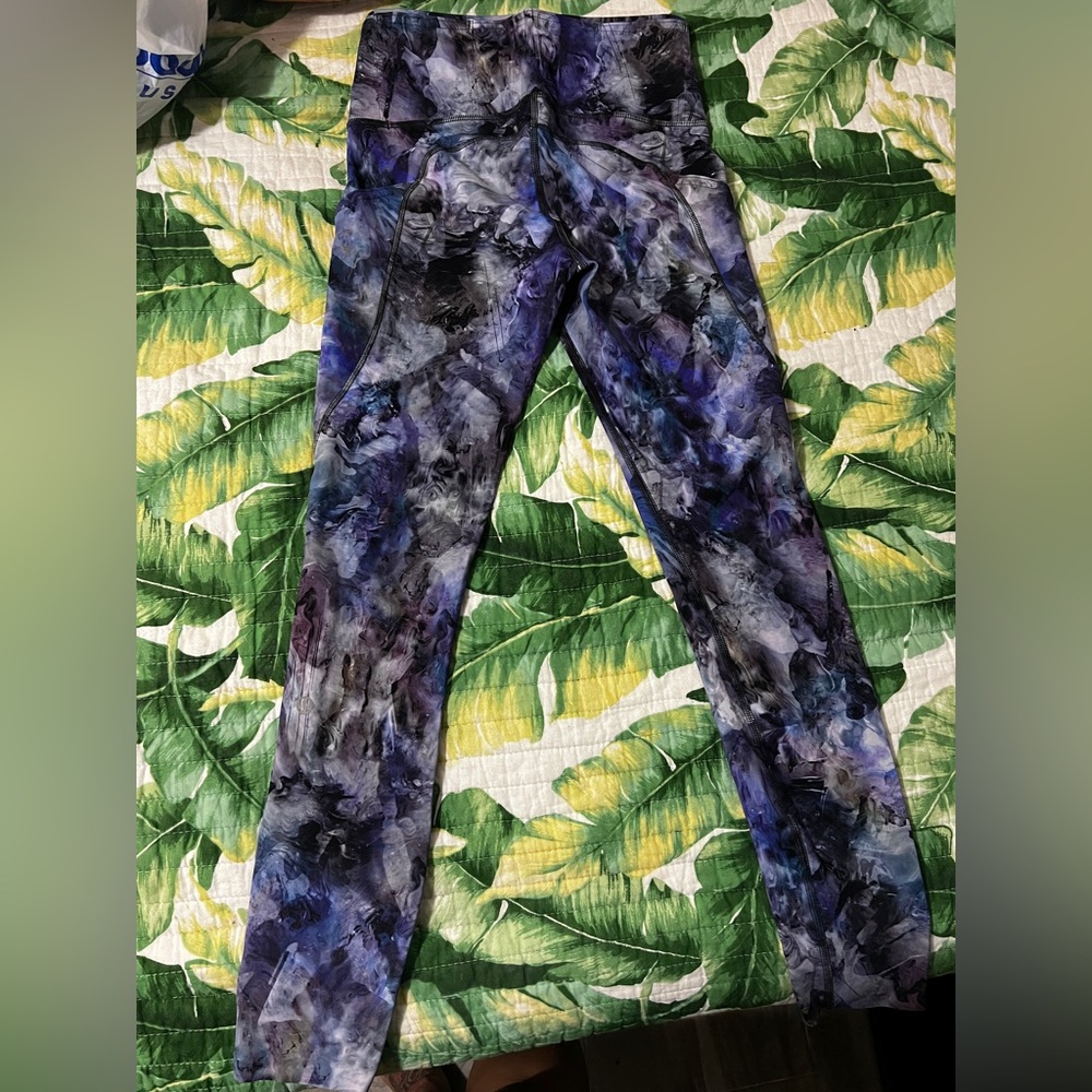 Lululemon Fast & free high rise tight running galaxy blue purple 4 Nulex 25” EUC